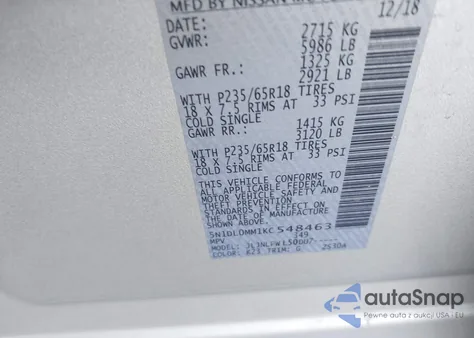 2019 Infiniti Qx60 Pure from USA, damaged, VIN 5N1DL0MM1KC548463